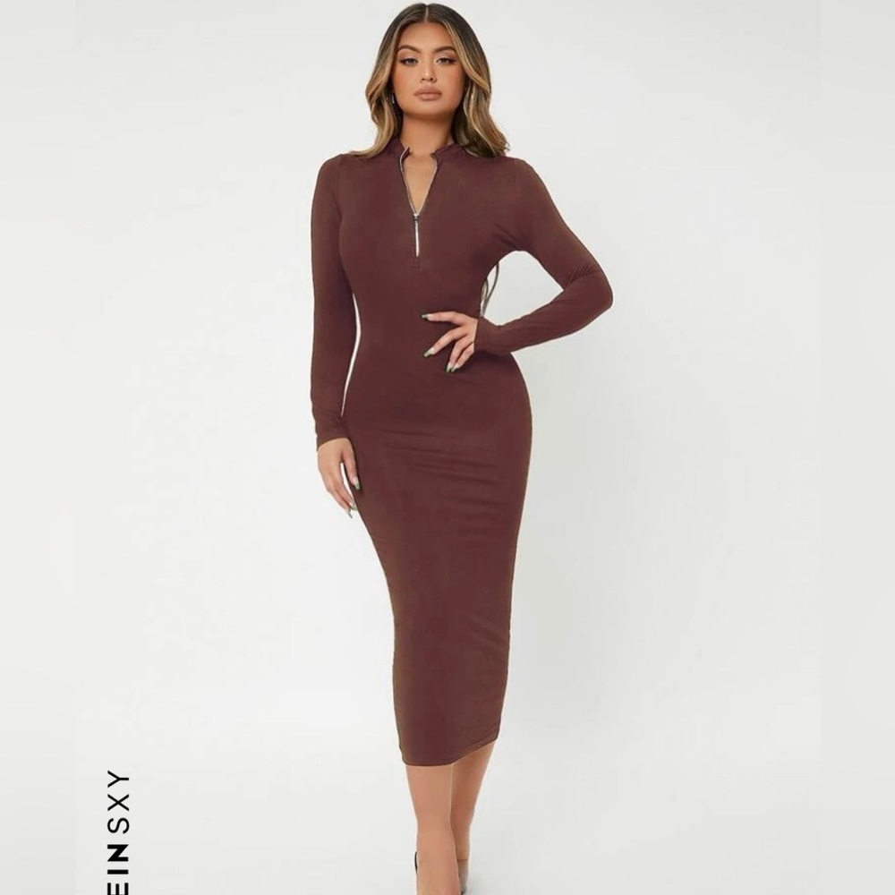 Long feet length bodycon brown color worn once